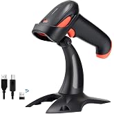 Tera Barcode Scanner Wireless with Stand: 1D 2D QR 3-in-1 Connection HW0001 | 640*480 CMOS Rolling, 2.4G BT USB, 2200mAh, Read Screen Paper Codes, PDF417, Prefix Suffix, Warehouse Retail Library School