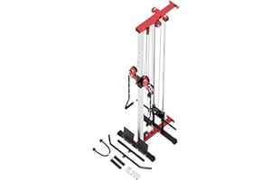 VANSWE Wall Mount Cable Station, 18 Positions Adjustable Dual Pulleys Wall Mounted Cable Machine with Removable Footplate