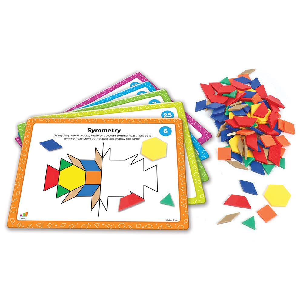Learning Resources Pattern Block Math Activity Set - 144 Pieces, Age 5+ Math Games for Kids, Educational Games, Kindergartner Math