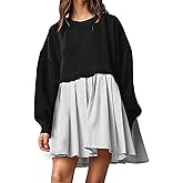 Women's Pullover Sweatshirt Dress Long Sleeve Loose Flowy Pleated 2024 Fall Mini Dress Tops