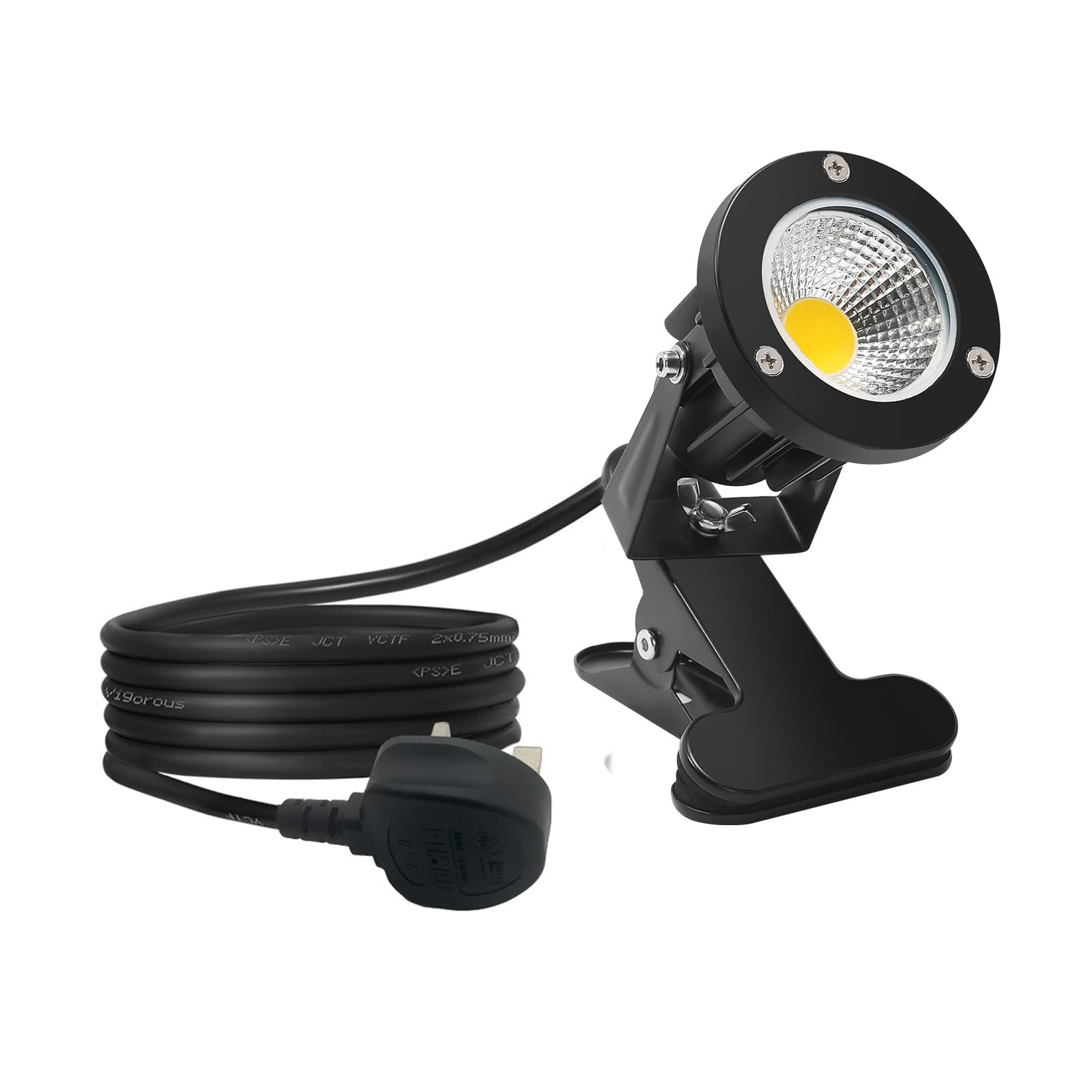 Monsing LED Spot Lights Outdoor Waterproof Clamp Lights Landscape Lights Spotlight with Clip for Accent Lighting Plants Yard Garden Decorative Lamp Shop Billboard(Warm White 7W)