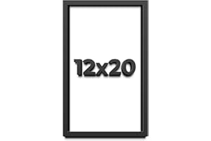 CUSTOMPICTUREFRAMES.COM 12x20 Shadow Box Frame Black | 1 Inch Deep Solid Wood Shadowbox Display Frame | UV Resistant Acrylic Plexiglass, Acid Free Backing, and Hanging Hardware | Dugan Picture Frame Style