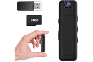 Bextgoo Body Cam, 1080P FHD Mini Body Camera No WiFi, Built-in 32GB TF Card, Portable 180° Rotating Lens, 10 Hours of Use on One Charge, Wearable Camera for Travel, Bike, Cycling,Outdoor (Black)