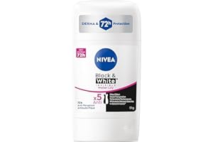 NIVEA Black & White Invisible Antiperspirant Deodorant Stick with 72-Hr Odour, Sweat and Stain Protection, Water Lily-Scented