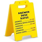 Humorous Cubicle Decor, Answer Desk Rates Funny Team Office Desk Sign, Gag Gift for Coworker Teammate Boss or Manager