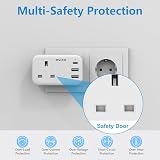 Mscien UK to EU Travel Plug Adapter USB C 2 USB A Ports Germany France Spain view 5