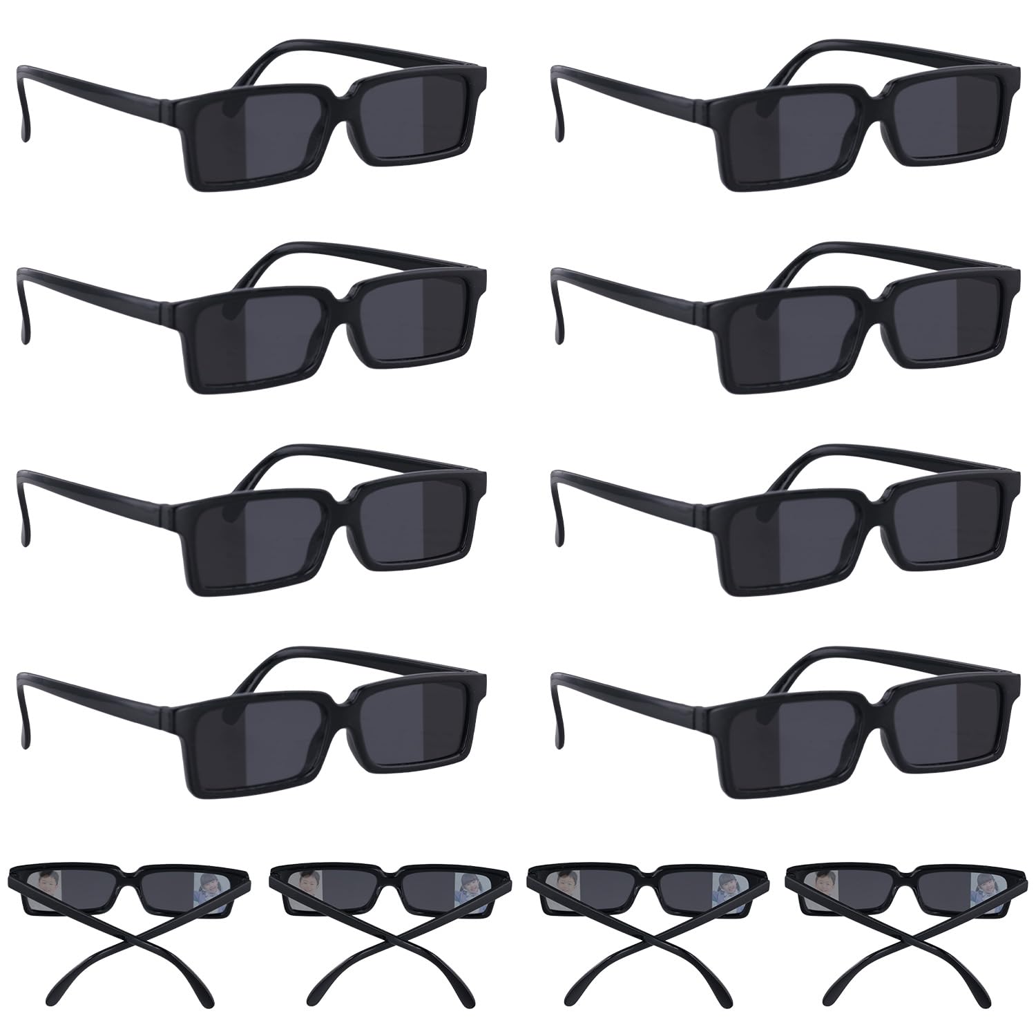 NQEUEPN 12 Pairs Rear View Mirror Sunglasses, Black Real Detective Glasses Prevent Track See Behind You Glasses Escape Room Party Favors with Lens Mirror for Boys & Girls