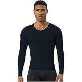 OVIYEGAIN Men's V Neck Compression Shirts Long Sleeve Quick Dry Sports T-Shirt Athletic Workout Undershirts Running Gym Tops