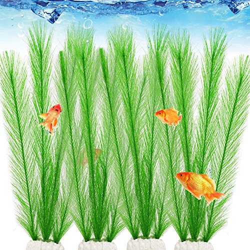 B Bascolor Aquarium Plants Decorations Fish Tank Decor 4 Pack Green Yarn Water Artificial Plant - Thumbnail 5