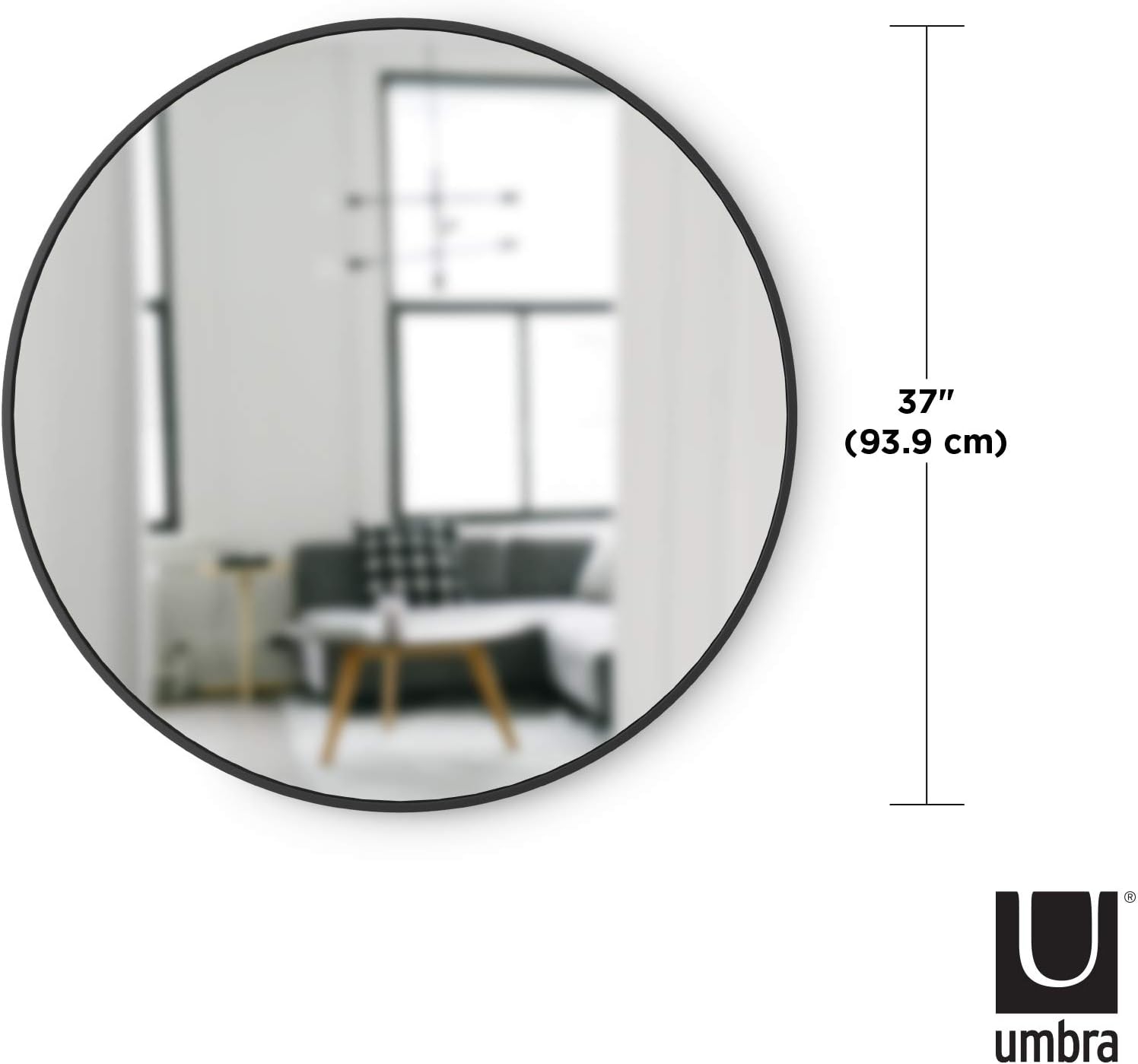 Umbra 358370-040 Hub Wall Mirror With Rubber Frame - 37-Inch Round Wall Mirror for Entryways, Washrooms, Living Rooms and More, Doubles as Modern Wall Art, Black: Home & Kitchen