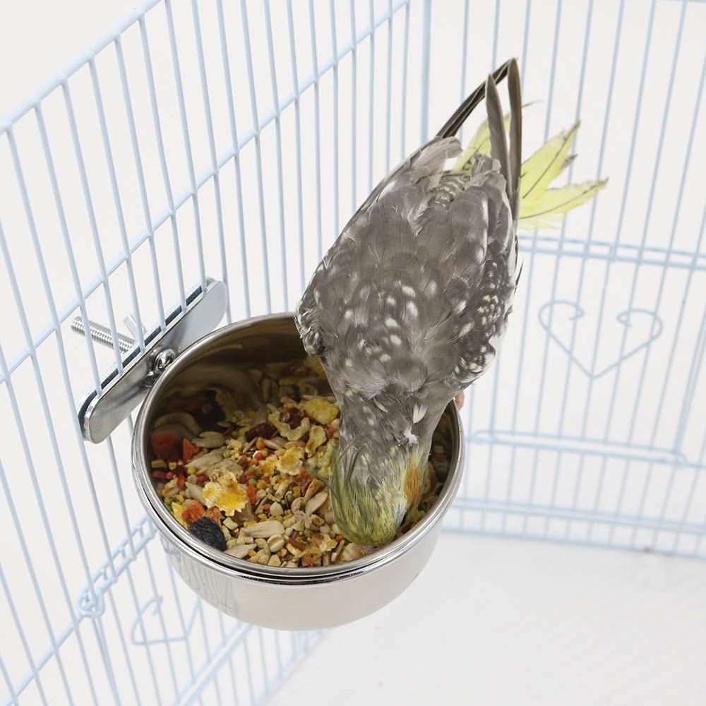 Bird Cage Seed Feeder 2 Pack, Pet Food Water Bowl Stainless Steel