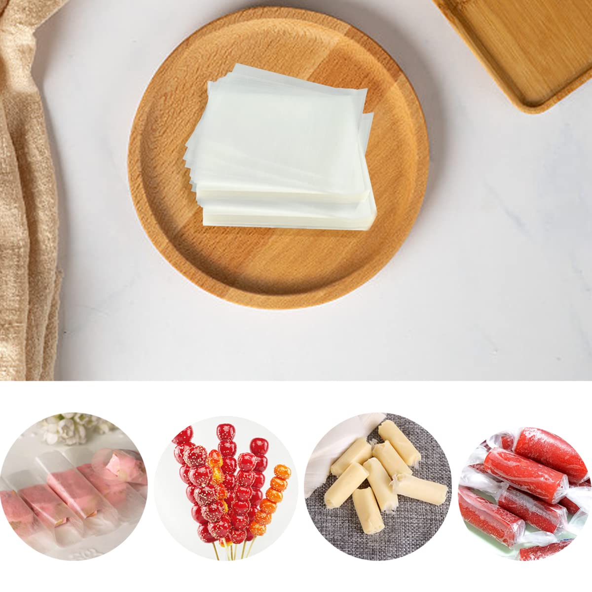 1000 Pieces Glutinous Rice Paper Edible Rice Paper Wafer Papers Edible Candy Wrappers 2.36x3.15 inch