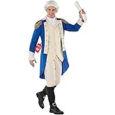 Morph George Washington Costume Adult With Wig, Founding Father Costume Adult, Colonial Costumes Men