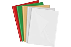 Bouiexye 70 Sheets Christmas Tissue Paper, 20 x 14.5 inches Multicolor Tissue Paper Bulk Gift Wrapping for DIY Art Craft Christmas Party Festival（Red,Green,White,Silver,Gold）