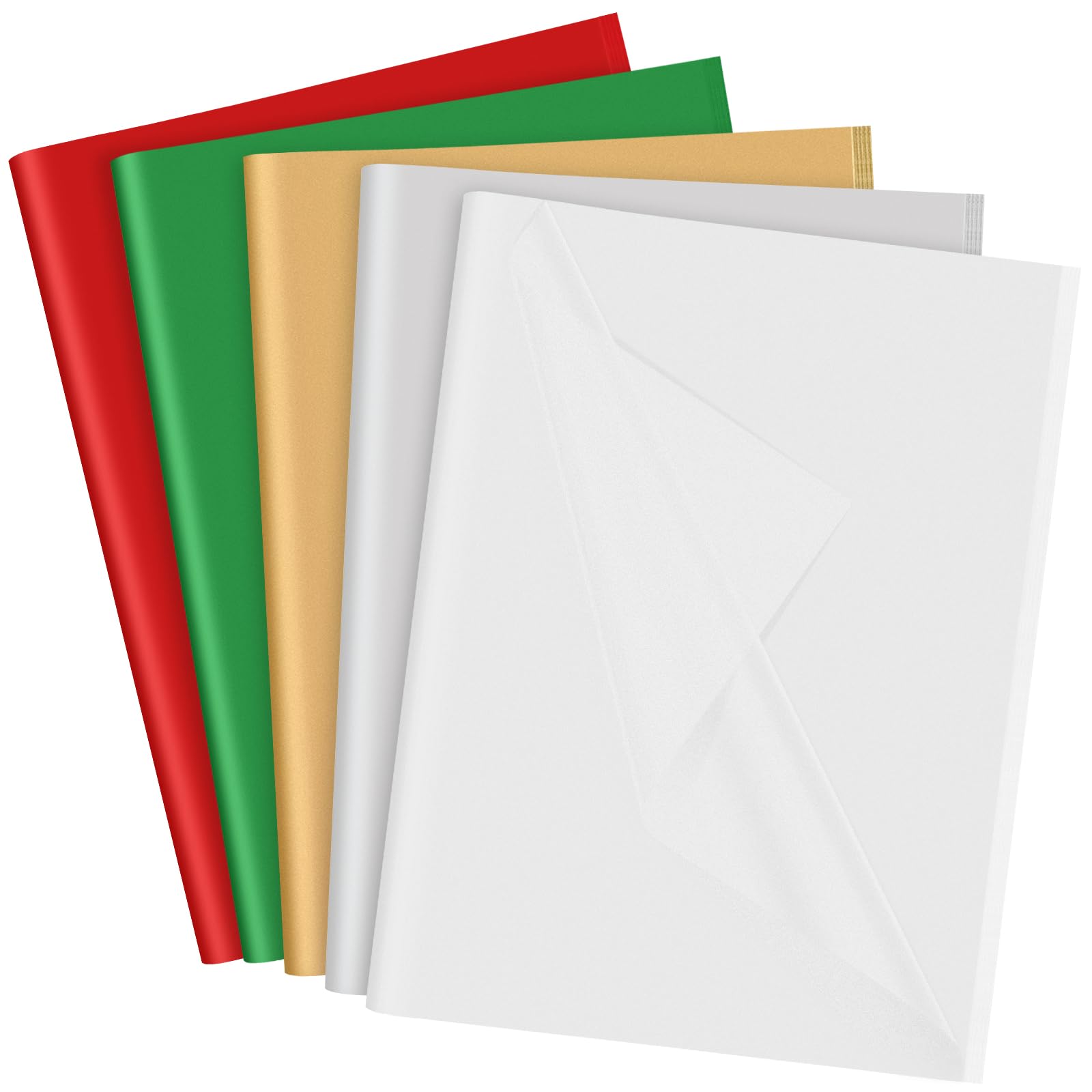 Bouiexye 70 Sheets Christmas Tissue Paper, 20 x 14.5 inches Multicolor Tissue Paper Bulk Gift Wrapping for DIY Art Craft Christmas Party Festival（Red,Green,White,Silver,Gold）