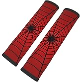 YANGDADA Stylish Red Spider Web Seat Belt Covers Soft Comfortable Shoulder Strap Pads for Adults Universal Car Accessories - Pack of 2