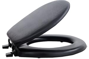 ACHIM HOME FURNISHINGS Soft Standard Vinyl Toilet Seat, Black - 17 Inch Soft Vinyl Cover with Comfort Foam Cushioning - Fits All Standard Size Fixtures - Easy to Install Fantasia by Achim Home Decor