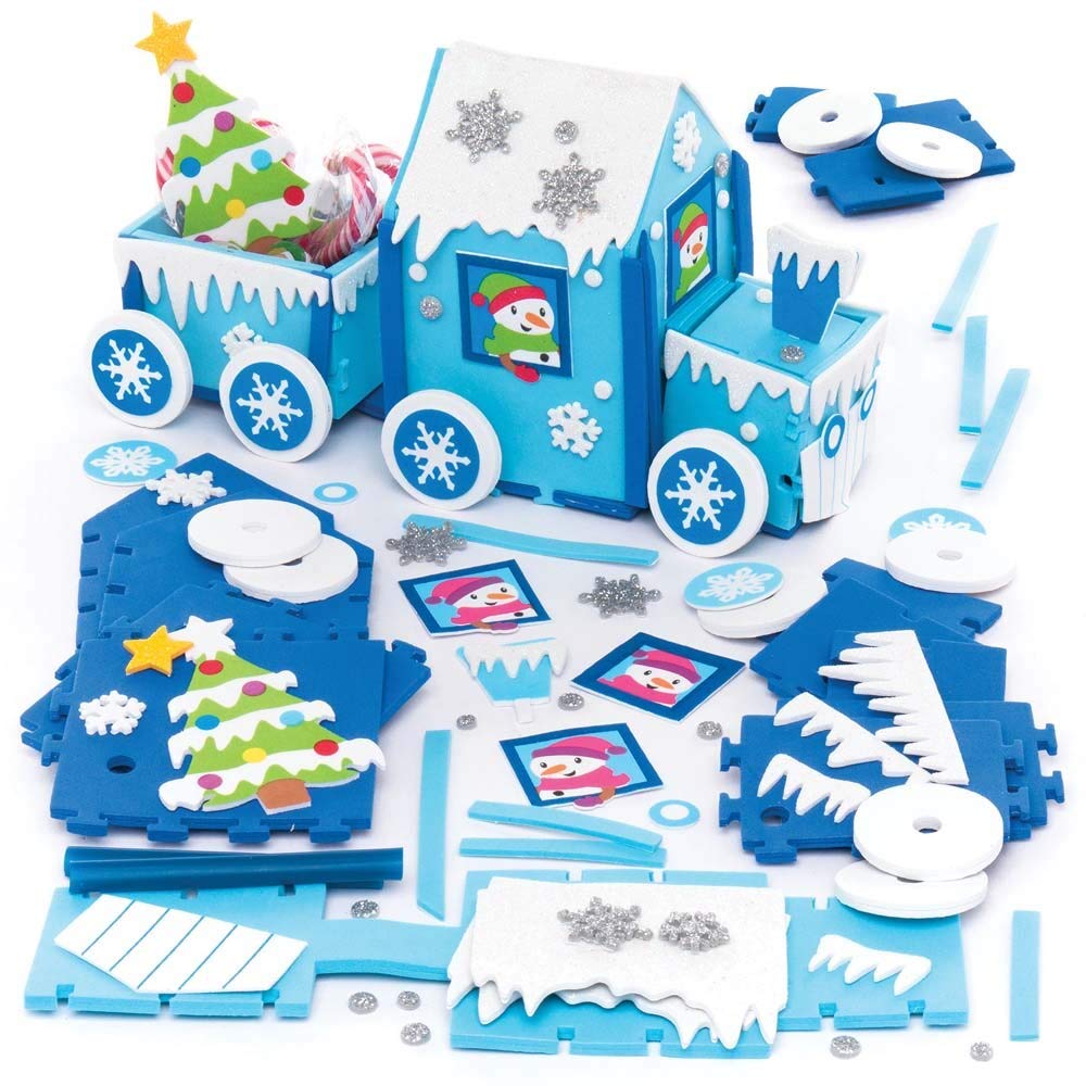 Baker Ross AR681 Arctic Express Foam Train Kit - Pack Of 2, Creative Christmas Art And Craft Supplies For Kids To Make, personalize And Decorate