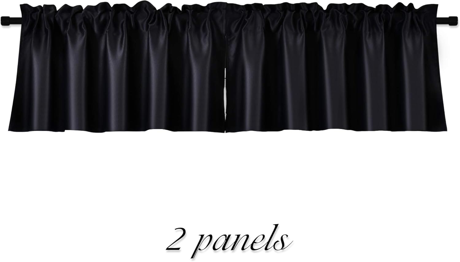 DONREN 15 Inches Long Black Valances for Windows 2 Panels