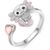 Yorionke Axolotl Rings 925 Sterling Silver Axolotl Ring Cute Axolotl Jewelry Gift for Women Girls Daughter