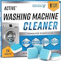 Washing Machine Cleaner Descaler 24 Pack - Deep Cleaning Tablets For HE Front Loader & Top Load Washer, Septic Safe Eco-Friendly Deodorizer, Clean Inside Drum and Laundry Tub Seal - 12 Month Supply