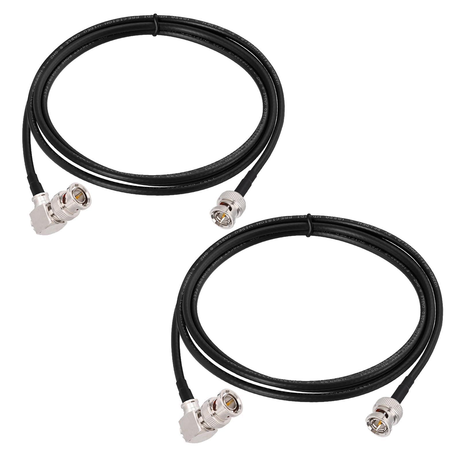 Superbat HD/3G/6G SDI Cable 2m,2Pcs Thin BNC Male to Male Right Angle Belden 1855A 75ohm SDI Video Cable Supports HD-SDI/3G-SDI/6G-SDI 4K for Broadcast Camera CCTV Monitor SDI Converter etc
