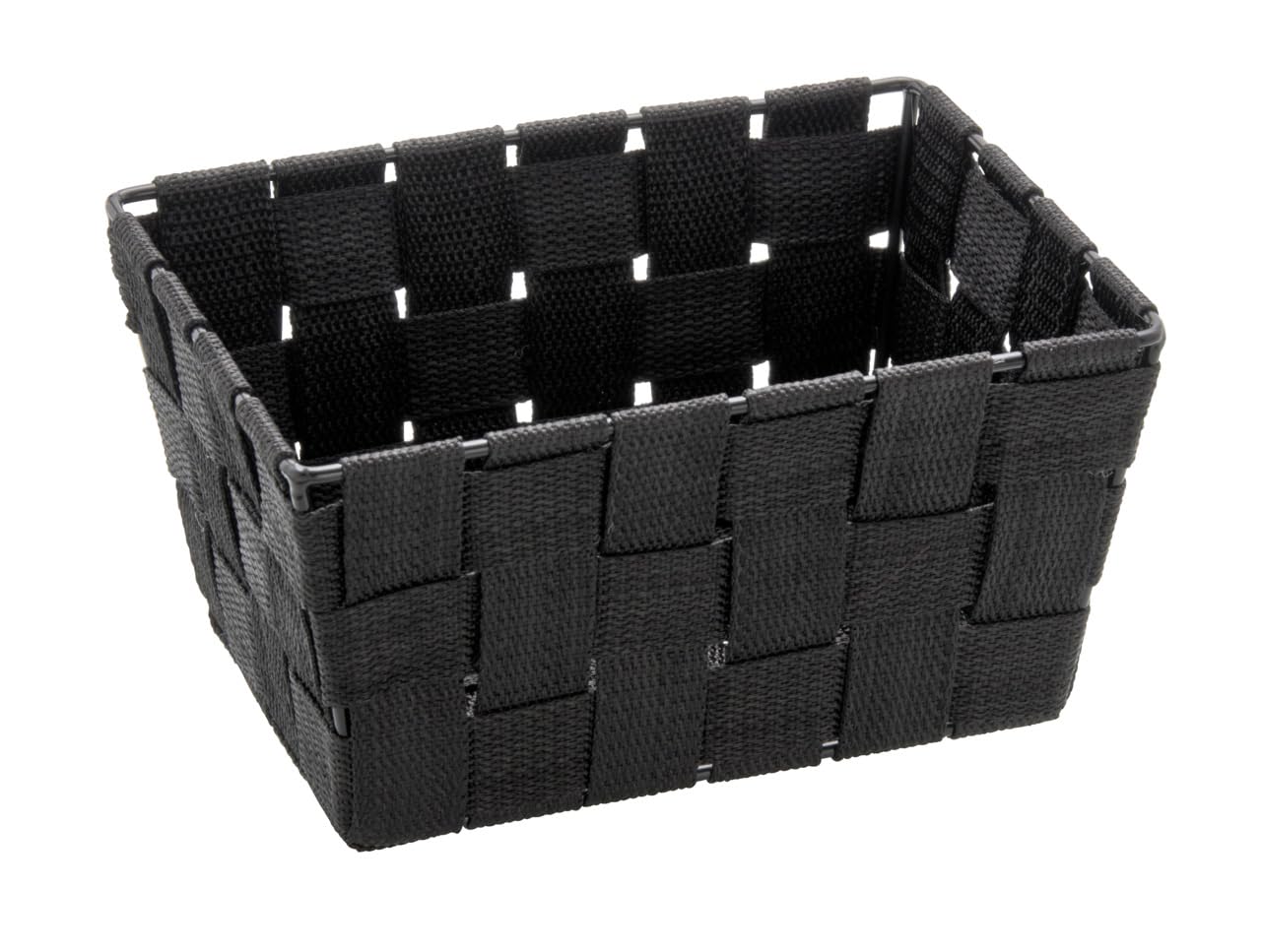 WENKO 20360100 Storage basket Adria Mini Long Black - bathroom basket, Polypropylene, 19 x 9 x 14 cm, Black