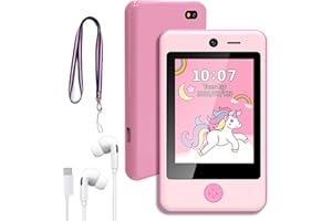 PTHTECHUS® Kids Phone Toy for Boys Girls, 3.8 "Touch Screen Toddler Smartphone with Fun Cameras 16 Games MP3 Music Player Audio Recorder Pedometer Torch Alarm Clock Children Phone for Ages 4-14