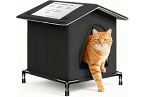 Livemon Outdoor Cat House, Cat House Outdoor with Raised Floor & Waterproof Roof, Insulated Outdoor Cat Shelter with Removabl