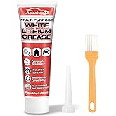 AstraVox White Lithium Grease, Multi-Purpose Lubricant Lithium Grease | with Brush for Hinges, Bearings, Gears, and Garage Doors, Ideal for Automotive, Marine, Industrial, and Household Use (1)