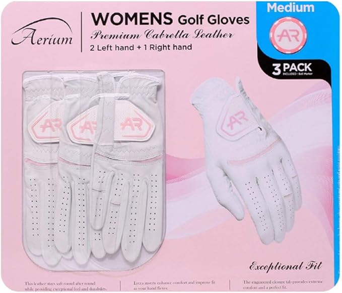 AERIUM Women's Ladies Golf Gloves 3Pieces 2 Left Hand + 1 Right Hand Sports