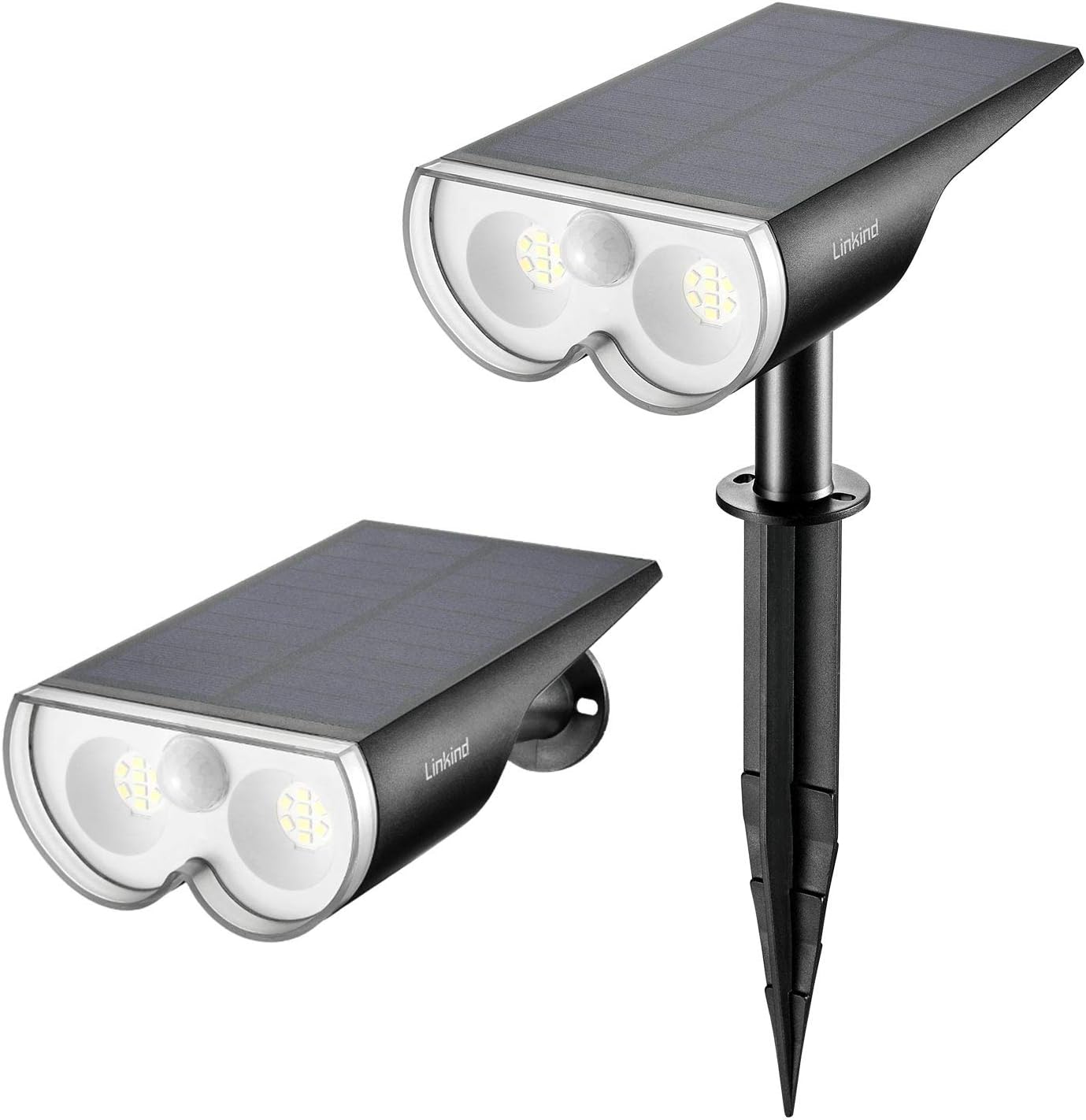 Cold White Linkind Solar Motion Sensor Landscape Spotlights 2 Pack Max