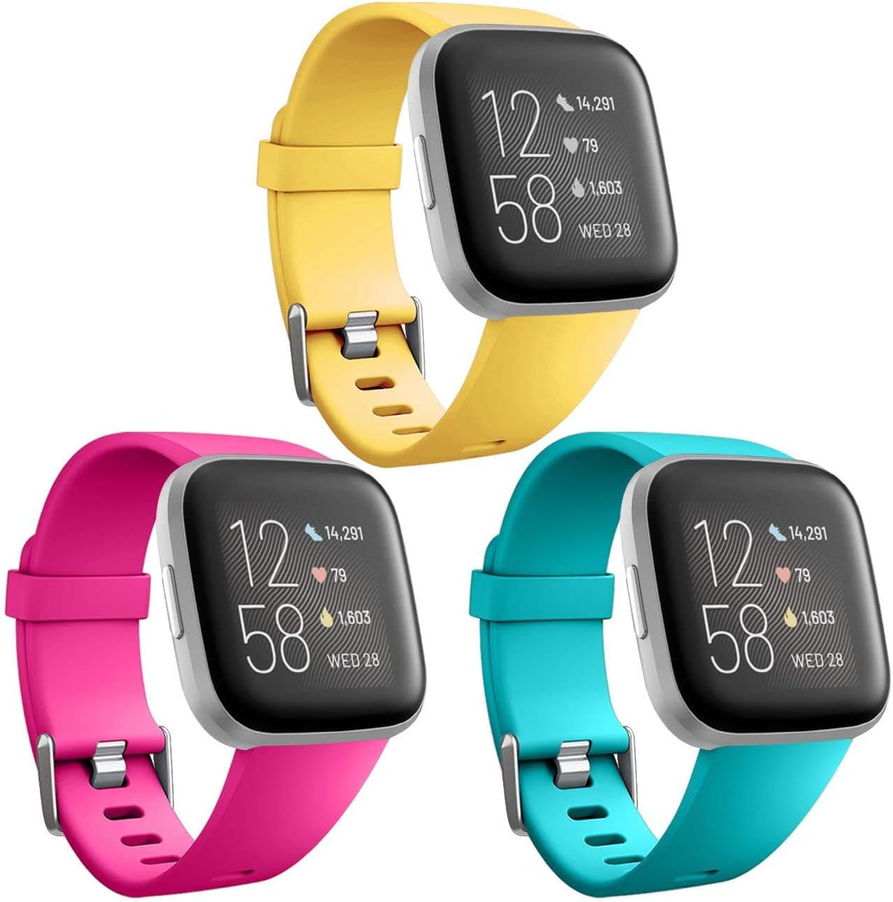 Bands Compatible with Fitbit Versa/Fitbit Versa 2/Fitbit Versa Lite SE SmartWatch for Women Men, Sports Replacement Wristband Strap for Fitbit Versa Watch, Small, Large