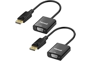 Moread DisplayPort (DP) to VGA Adapter, 2 Pack, Gold-Plated Display Port to VGA Adapter (Male to Female) Compatible with Computer, Desktop, Laptop, PC, Monitor, Projector, HDTV - Black