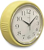 Infinity Instruments Retro – 9 Inch Square Silent Non-Ticking Mid Century Modern – Kitchen, School, Classroom – Vintage Decorative – Orange