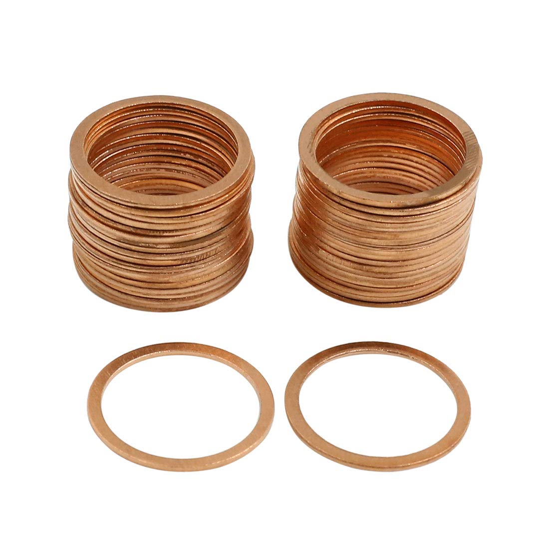 X AUTOHAUX 40 Pcs 22mm Inner Diameter Copper Washers Flat Sealing Gasket Rings