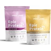 Sprout Living Epic Protein Bundle - Vanilla Lucuma &amp; Pro Collagen (20g Organic Plant-Based Protein Powder, Vegan, Gluten Free, Superfoods) | 1lb, 12 Servings