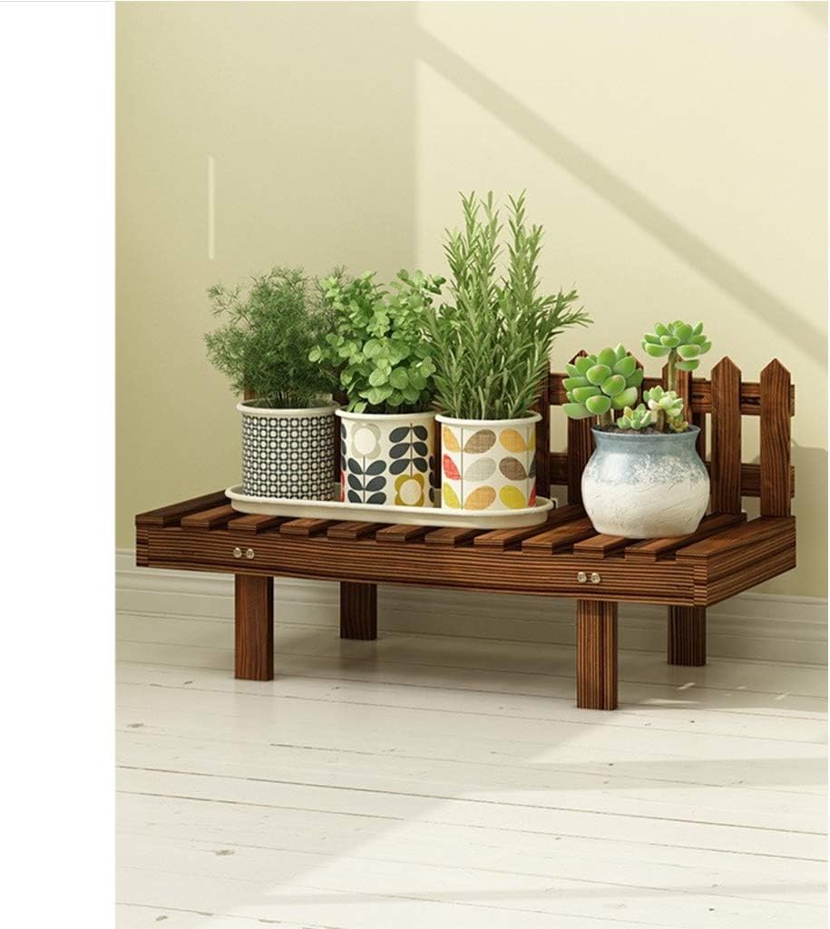 Vertical Multi-Layer Plant Potted Plant Display Stand Indoor Rural Succulents Basin Stand Balcony Garden Flower Pot Container (Color : Brown S, Size : L62cm)