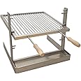 SpitJack Portable Camping Grill. Cook Over a Fireplace or Campfire with an All SS Argentine Santa Maria Cooking Grate and Drip Pan. 18 X 17 Inch Grill