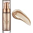 MAEPEOR Body Luminizer 6 Colors Waterproof Smooth Shimmer Face Glow Illuminator Non-sticky Liquid Highlight (30 ML, 04 Rose Gold)