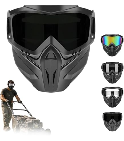 2Pcs Paintball Mask Anti Fog,Tactical Full Face Mask Ski Mask Goggles Detachable Adjustable,Motorcycle Riding Face Protection (2Clear) : Sports & Outdoors