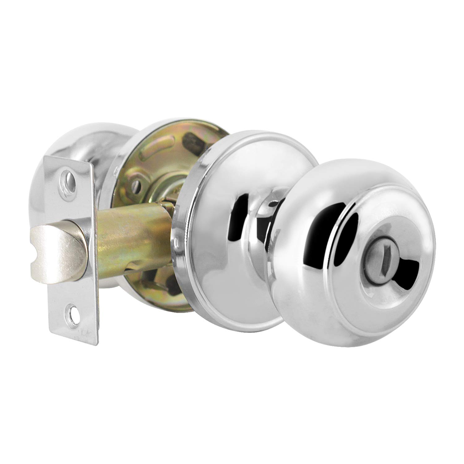 Privacy Lock Set Keyless Interior Door Knobs Polished Chrome Round Door Handles Door Knobs