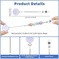 60pcs White Beadable Badge Reels Making Kits