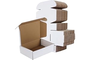 RLAVBL 7x5x2 Shipping Boxes Set of 50, White Small Corrugated Cardboard Box, Mailer Box