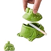Frog Ashtray with Lid for Cigarette Ceramic Green Windproof Ash Tray for Home Office Tabletop Outside Patio Outdoor