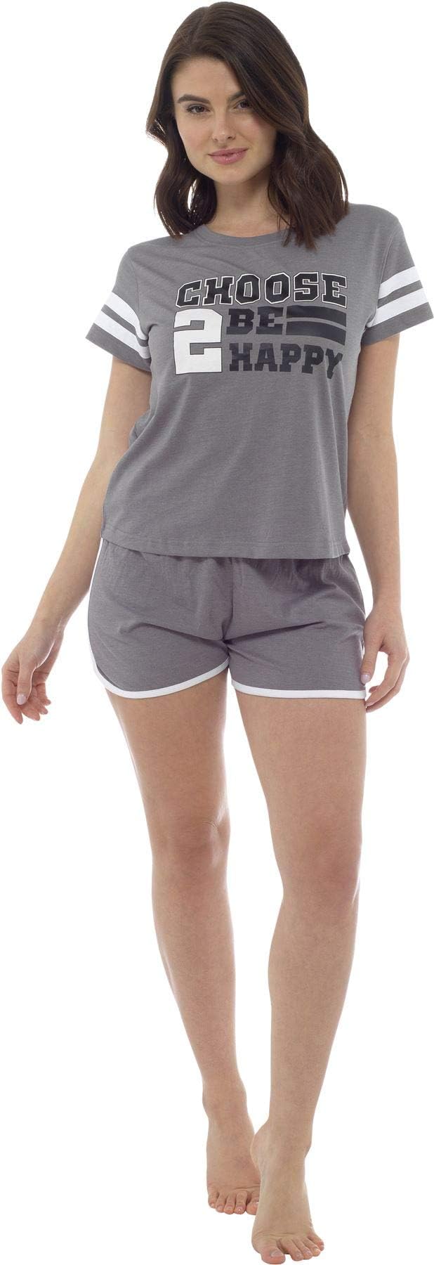 Womens Pyjama Set T Shirt & Shorts Ladies Pyjamas Holiday Summer Cotton Pjama PJs