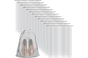Riuog 12 pcs Transparent Shoe Bags with Rope,Portable transparent storage bag,for Travel Large Clear Shoes Organizers,drawstring storage bag for Men and Women (Transparent, 15.7 * 19.6in(40 * 50cm))