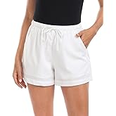 HDE Women's Linen Blend Drawstring Shorts High Waisted 4" Inseam Summer Shorts