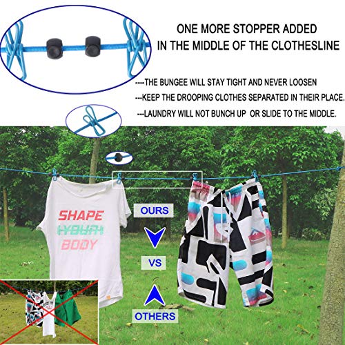 ITOWE Travel Elastic Clothesline Camping Clothes Lines Adjustable