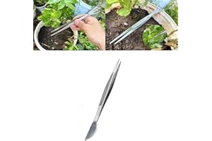 CTDWNT Bonsai Tweezers, Bonsai Root Rake Plants Tweezers,9 inch Long Handle Stainless Steel Straight and Curved Tweezers Nippers,Comfortable Ridged Handle for Garden, Kitchen, Indoors and Outdoors(E)